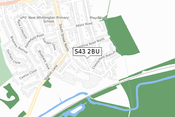 S43 2BU map - large scale - OS Open Zoomstack (Ordnance Survey)