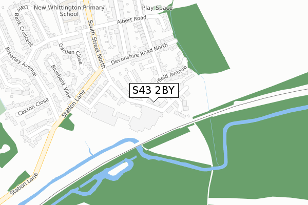 S43 2BY map - large scale - OS Open Zoomstack (Ordnance Survey)
