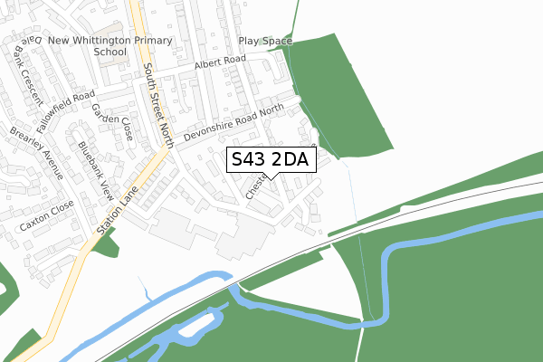 S43 2DA map - large scale - OS Open Zoomstack (Ordnance Survey)