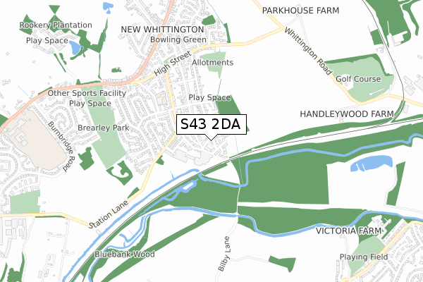 S43 2DA map - small scale - OS Open Zoomstack (Ordnance Survey) S43 2DA map - small scale - OS Open Zoomstack (Ordnance Survey)