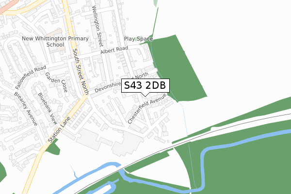 S43 2DB map - large scale - OS Open Zoomstack (Ordnance Survey)