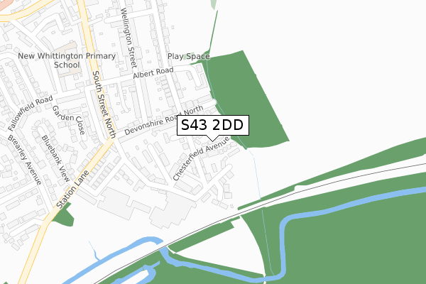 S43 2DD map - large scale - OS Open Zoomstack (Ordnance Survey)