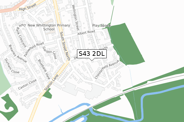 S43 2DL map - large scale - OS Open Zoomstack (Ordnance Survey)