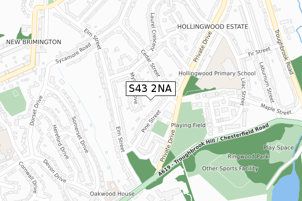 S43 2NA map - large scale - OS Open Zoomstack (Ordnance Survey)