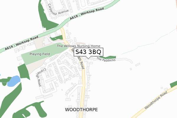 S43 3BQ map - large scale - OS Open Zoomstack (Ordnance Survey)