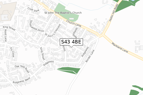 S43 4BE map - large scale - OS Open Zoomstack (Ordnance Survey)