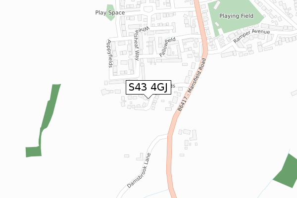 S43 4GJ map - large scale - OS Open Zoomstack (Ordnance Survey) S43 4GJ map - large scale - OS Open Zoomstack (Ordnance Survey)