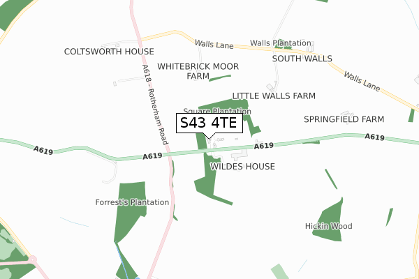 S43 4TE map - small scale - OS Open Zoomstack (Ordnance Survey)