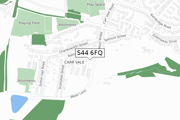 S44 6FQ map - large scale - OS Open Zoomstack (Ordnance Survey)