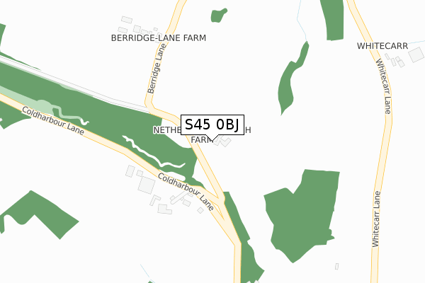 S45 0BJ map - large scale - OS Open Zoomstack (Ordnance Survey)