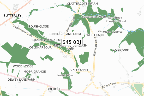 S45 0BJ map - small scale - OS Open Zoomstack (Ordnance Survey) S45 0BJ map - small scale - OS Open Zoomstack (Ordnance Survey)
