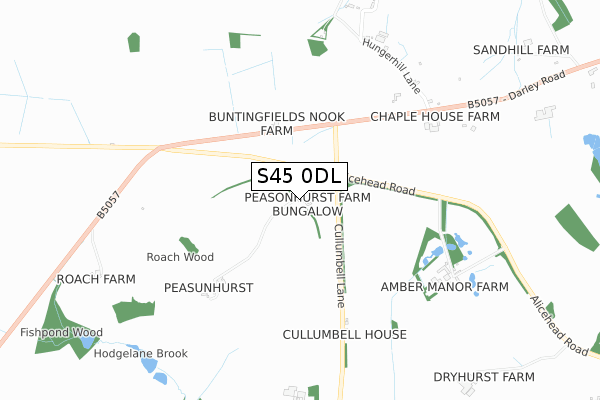 S45 0DL map - small scale - OS Open Zoomstack (Ordnance Survey)
