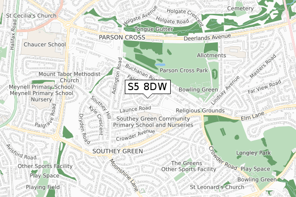 S5 8DW map - small scale - OS Open Zoomstack (Ordnance Survey) S5 8DW map - small scale - OS Open Zoomstack (Ordnance Survey)