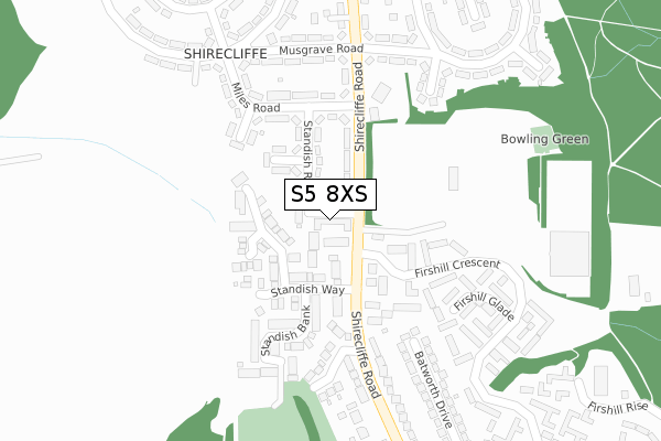 S5 8XS map - large scale - OS Open Zoomstack (Ordnance Survey)