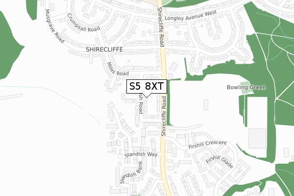 S5 8XT map - large scale - OS Open Zoomstack (Ordnance Survey)