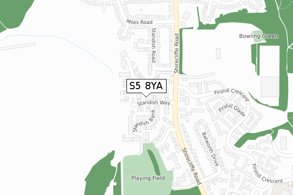 S5 8YA map - large scale - OS Open Zoomstack (Ordnance Survey)