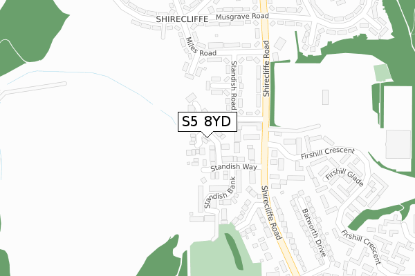 S5 8YD map - large scale - OS Open Zoomstack (Ordnance Survey)