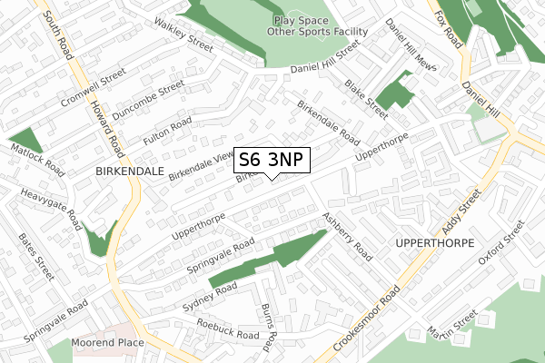 S6 3NP map - large scale - OS Open Zoomstack (Ordnance Survey)