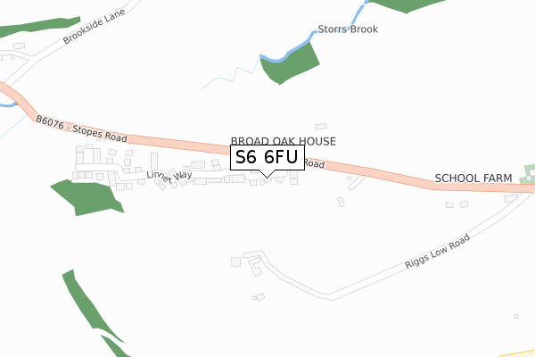 S6 6FU map - large scale - OS Open Zoomstack (Ordnance Survey)