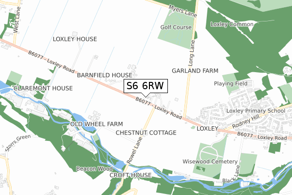 S6 6RW map - small scale - OS Open Zoomstack (Ordnance Survey)