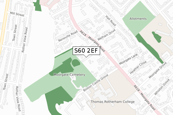 S60 2EF map - large scale - OS Open Zoomstack (Ordnance Survey)