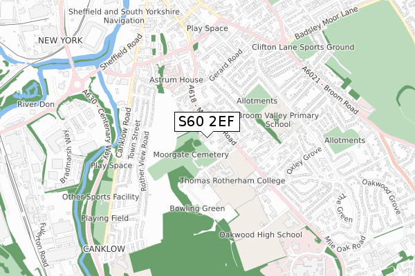 S60 2EF map - small scale - OS Open Zoomstack (Ordnance Survey)