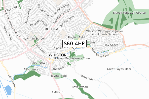 S60 4HP map - small scale - OS Open Zoomstack (Ordnance Survey)