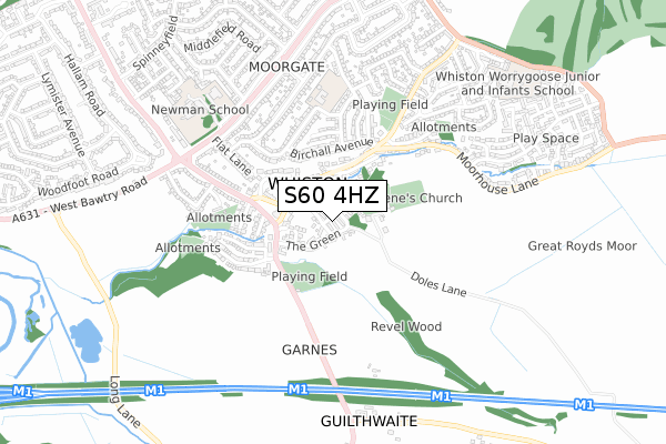 S60 4HZ map - small scale - OS Open Zoomstack (Ordnance Survey)