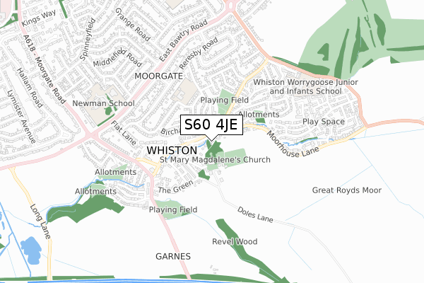 S60 4JE map - small scale - OS Open Zoomstack (Ordnance Survey)