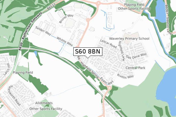S60 8BN map - small scale - OS Open Zoomstack (Ordnance Survey) S60 8BN map - small scale - OS Open Zoomstack (Ordnance Survey)