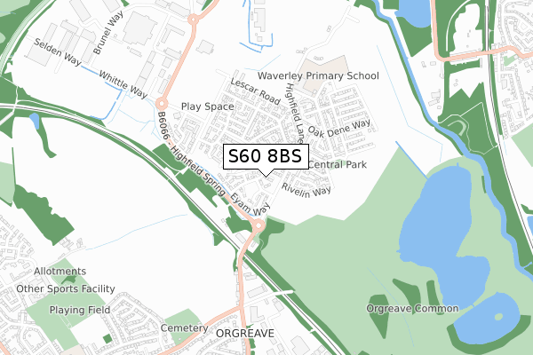 S60 8BS map - small scale - OS Open Zoomstack (Ordnance Survey) S60 8BS map - small scale - OS Open Zoomstack (Ordnance Survey)