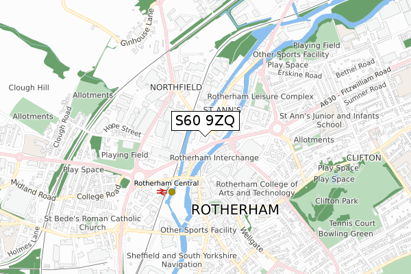 S60 9ZQ map - small scale - OS Open Zoomstack (Ordnance Survey) S60 9ZQ map - small scale - OS Open Zoomstack (Ordnance Survey)