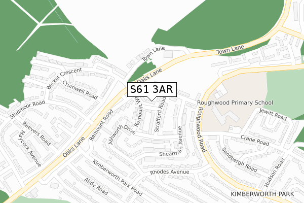 S61 3AR map - large scale - OS Open Zoomstack (Ordnance Survey)