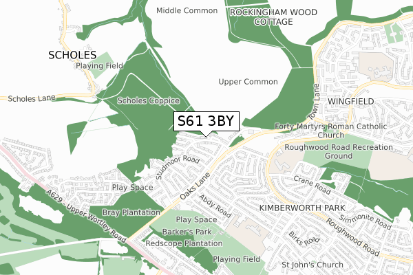 S61 3BY map - small scale - OS Open Zoomstack (Ordnance Survey)