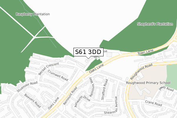S61 3DD map - large scale - OS Open Zoomstack (Ordnance Survey)
