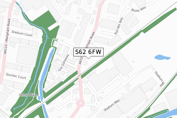 S62 6FW map - large scale - OS Open Zoomstack (Ordnance Survey)