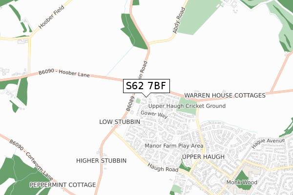 S62 7BF map - small scale - OS Open Zoomstack (Ordnance Survey)