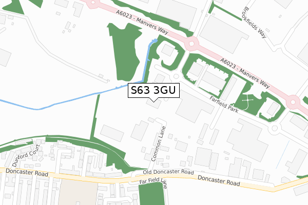 S63 3GU map - large scale - OS Open Zoomstack (Ordnance Survey)