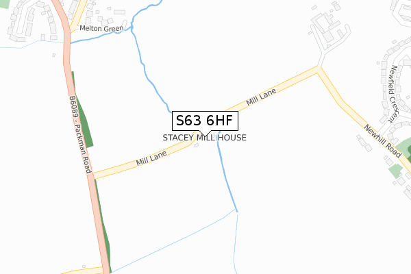 S63 6HF map - large scale - OS Open Zoomstack (Ordnance Survey)