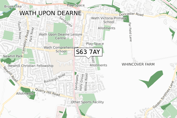S63 7AY map - small scale - OS Open Zoomstack (Ordnance Survey) S63 7AY map - small scale - OS Open Zoomstack (Ordnance Survey)