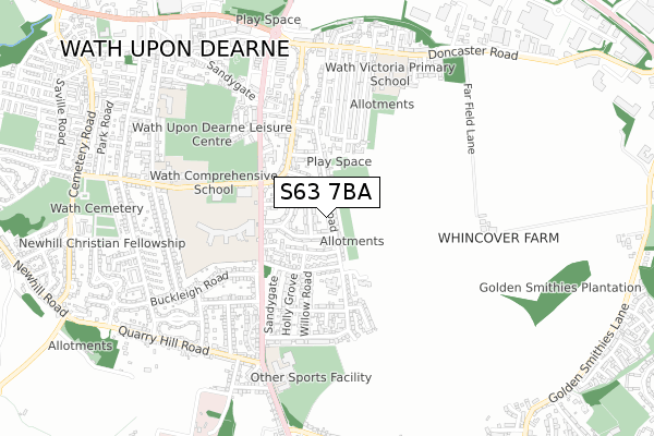 S63 7BA map - small scale - OS Open Zoomstack (Ordnance Survey) S63 7BA map - small scale - OS Open Zoomstack (Ordnance Survey)
