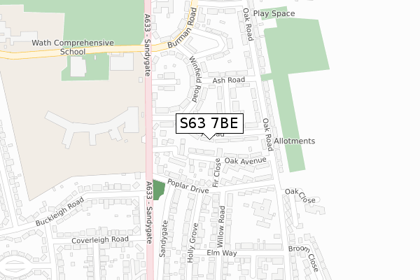 S63 7BE map - large scale - OS Open Zoomstack (Ordnance Survey)