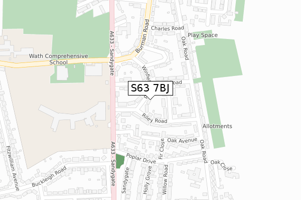 S63 7BJ map - large scale - OS Open Zoomstack (Ordnance Survey)