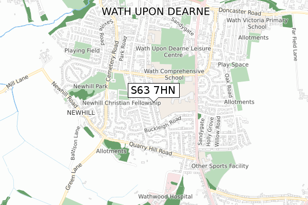 S63 7HN map - small scale - OS Open Zoomstack (Ordnance Survey) S63 7HN map - small scale - OS Open Zoomstack (Ordnance Survey)