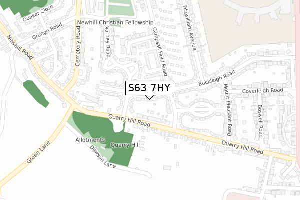 S63 7HY map - large scale - OS Open Zoomstack (Ordnance Survey)