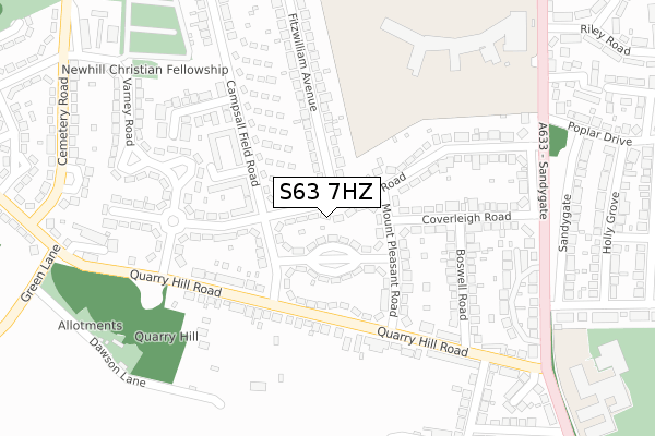 S63 7HZ map - large scale - OS Open Zoomstack (Ordnance Survey) S63 7HZ map - large scale - OS Open Zoomstack (Ordnance Survey)