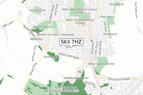 S63 7HZ map - small scale - OS Open Zoomstack (Ordnance Survey) S63 7HZ map - small scale - OS Open Zoomstack (Ordnance Survey)