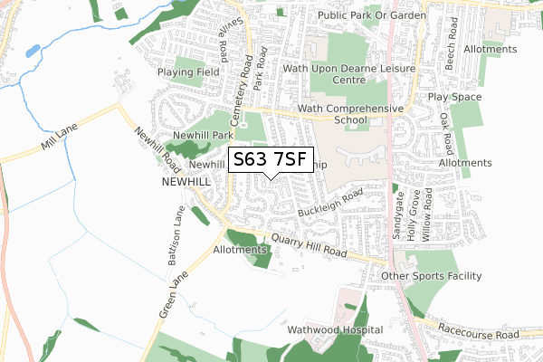 S63 7SF map - small scale - OS Open Zoomstack (Ordnance Survey) S63 7SF map - small scale - OS Open Zoomstack (Ordnance Survey)