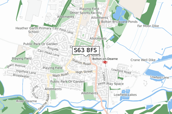 S63 8FS map - small scale - OS Open Zoomstack (Ordnance Survey)