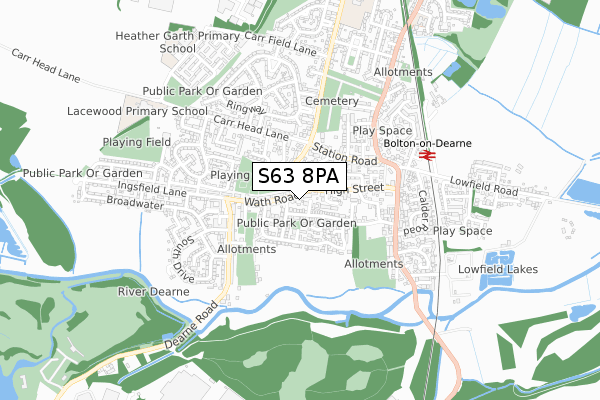 S63 8PA map - small scale - OS Open Zoomstack (Ordnance Survey) S63 8PA map - small scale - OS Open Zoomstack (Ordnance Survey)